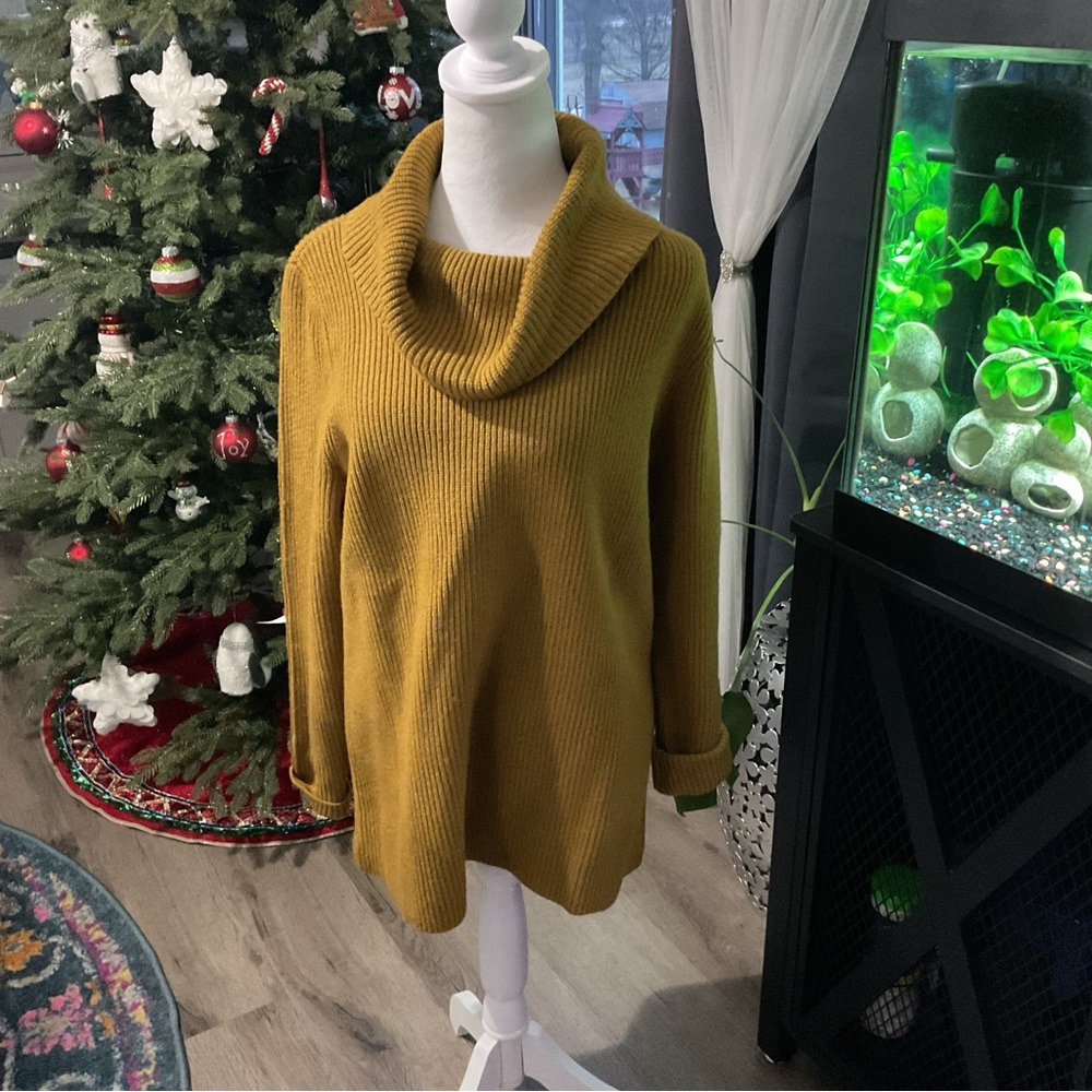 Elegant Mustard Cowl Neck Sweater
